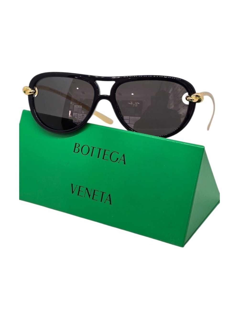 Bottega Veneta Unisex Black Aviator Sunglasses